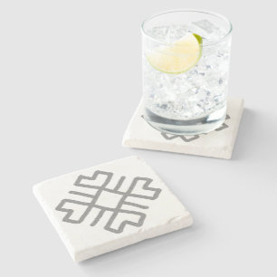 Porta-copo De Pedra Corações Geométricos de Design do Báltico Desenhad