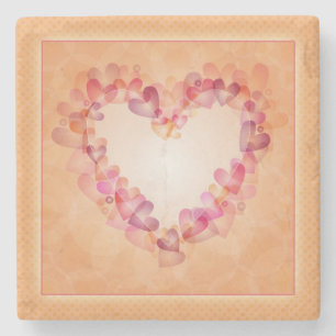Porta-copo De Pedra Corações pastéis românticos e abstrato