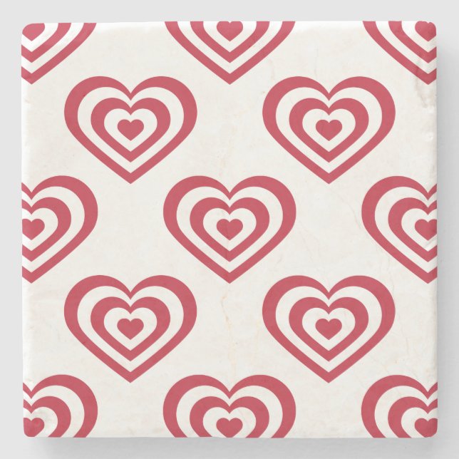 Porta-copo De Pedra Corações Vermelhos (Frente)