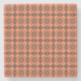 Porta-copo De Pedra Coral Brown Checker Argyle Pattern