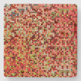 Porta-copo De Pedra Coral desfocado e rosa em pequenos quadrados ou az