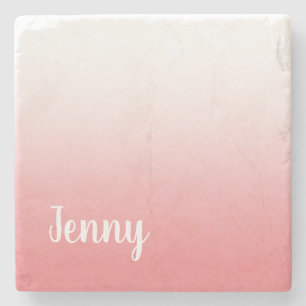 Porta-copo De Pedra Coral e Branco Ombre Personalizados