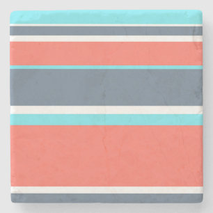 Porta-copo De Pedra Coral vivo, listras azuis e cinzas