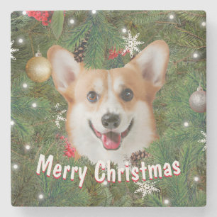 Porta-copo De Pedra Corgi Christmas