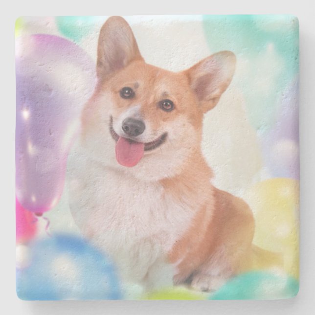 Porta-copo De Pedra Corgi do aniversário (Frente)