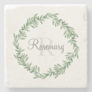 Porta-copo De Pedra Coroa de Alecrim em Aquarela