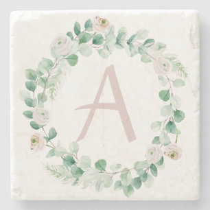 Porta-copo De Pedra coroa primavera com letra personalizável