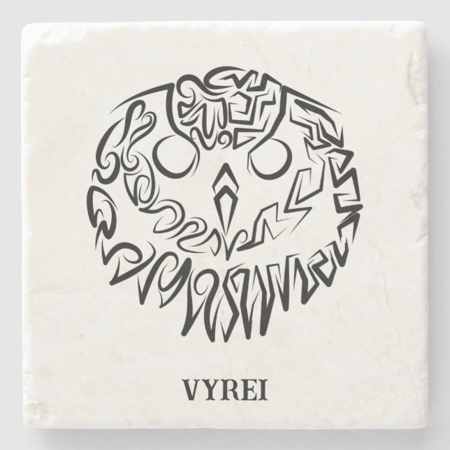 Porta-copo De Pedra Coruja Branca e Negra (Frente)