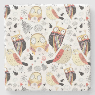 Porta-copo De Pedra Coruja engraçada da textura