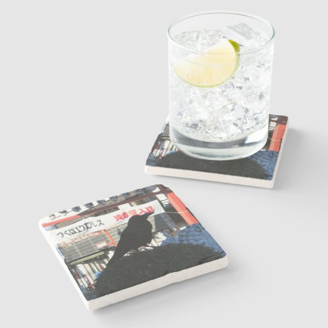 Porta-copo De Pedra Corvo Japonês (Lateral)