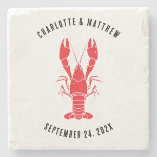 Porta-copo De Pedra Costura de Casamento de Praia Costeira de Lagosta 