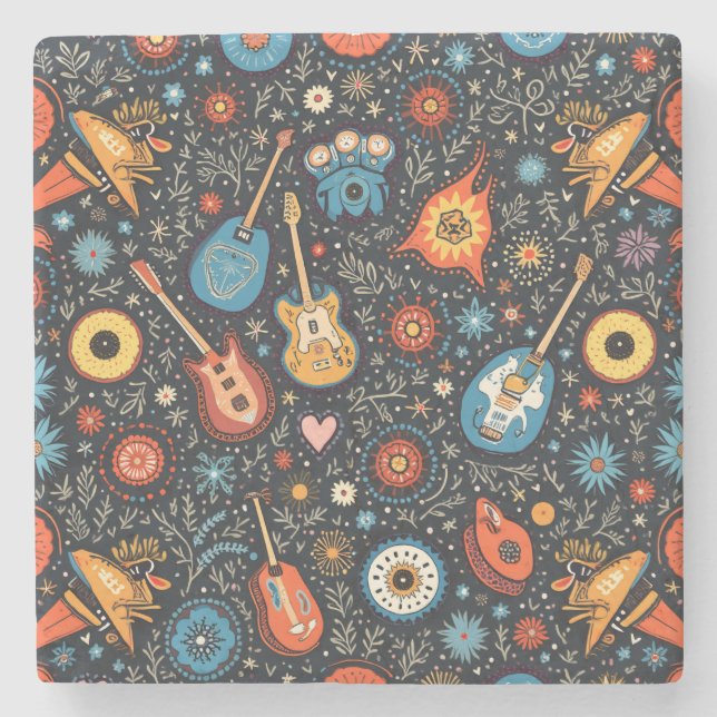 Porta-copo De Pedra costurador do rock festival (Frente)