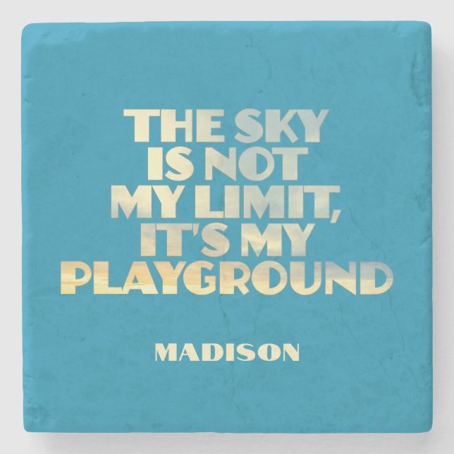 Porta-copo De Pedra Cotação Céu de Nome Personalizado (Frente)