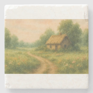 Porta-copo De Pedra Cottagecore Cena de Algodão Russo Por Aquarela