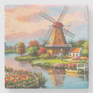 Porta-copo De Pedra Country Windmills Fine Art