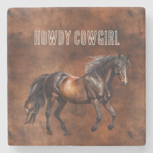 Porta-copo De Pedra Cowboy Brown Horse Ocidental