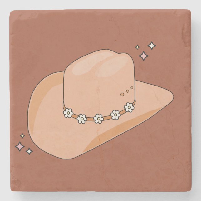 Porta-copo De Pedra Cowboy Hat Rust Terracota (Frente)