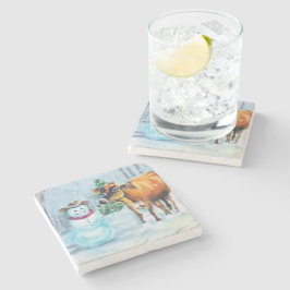 Porta-copo De Pedra Cowboy Snowman Natal