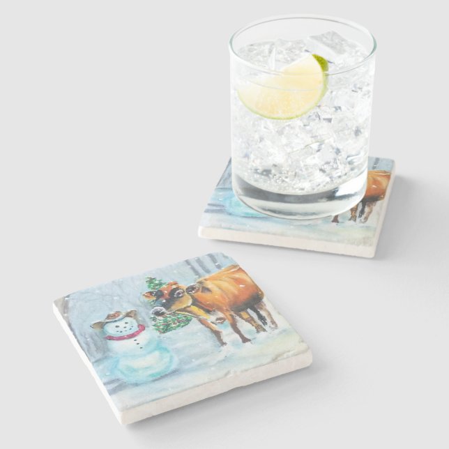 Porta-copo De Pedra Cowboy Snowman Natal (Lateral)