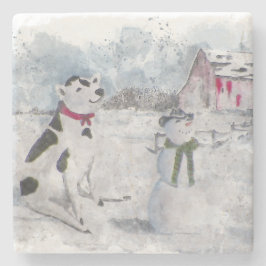 Porta-copo De Pedra Cowboy Snowman Natal