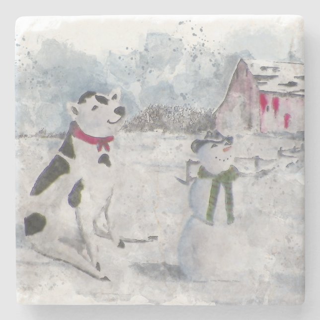 Porta-copo De Pedra Cowboy Snowman Natal (Frente)