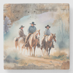 Porta-copo De Pedra Cowboys on Horses