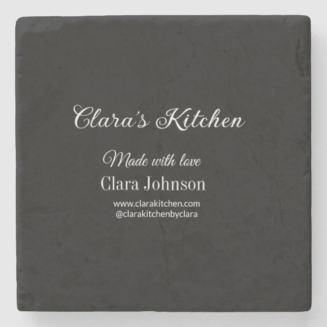 Porta-copo De Pedra cozinha comida chef adicionar nome de restauração  (Frente)