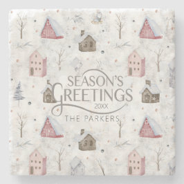 Porta-copo De Pedra Cozy Home Christmas Pink ID985