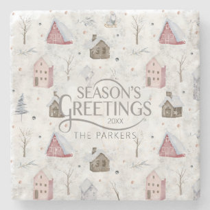 Porta-copo De Pedra Cozy Home Christmas Pink ID985