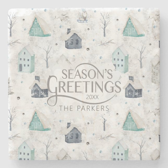 Porta-copo De Pedra Cozy Home Teal ID985 (Frente)