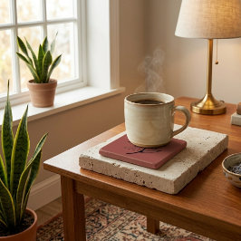 Porta-copo De Pedra Cozy Lives Here | Warm Minimalist Stone Coaster - 