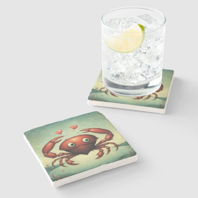 Porta-copo De Pedra Crab Love (Lateral)