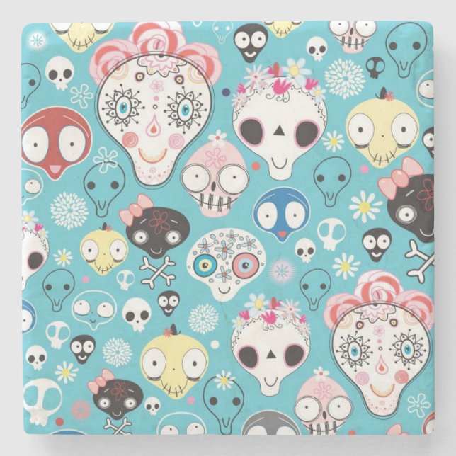 Porta-copo De Pedra Crânio de riso da textura (Frente)