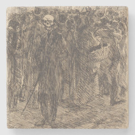 Porta-copo De Pedra Crânio na multidão (por Albert Besnard)