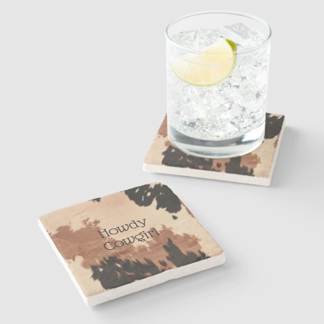 Porta-copo De Pedra Cream Brown Cowhide (Lateral)