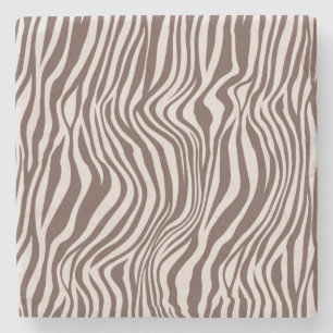 Porta-copo De Pedra Cream Brown Zebra Print