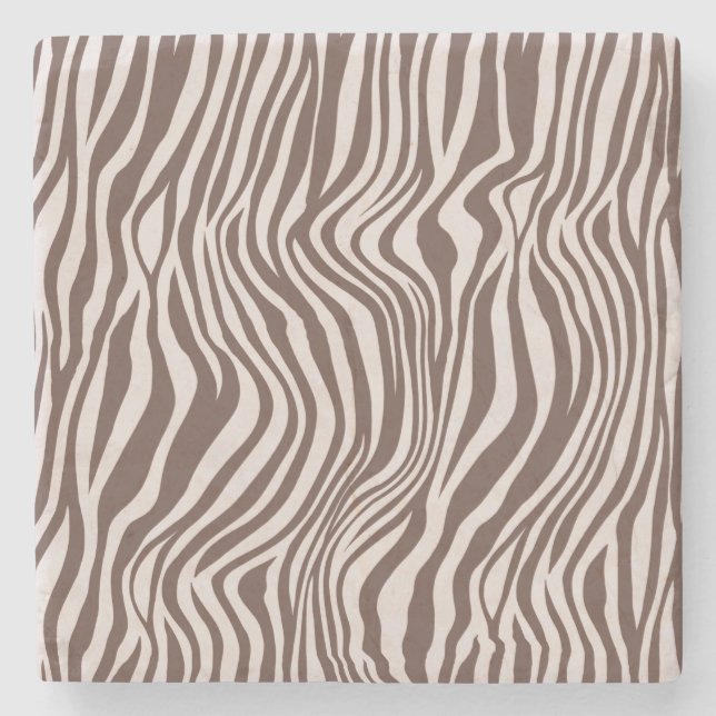 Porta-copo De Pedra Cream Brown Zebra Print (Frente)