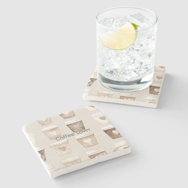 Porta-copo De Pedra Cream Coffee Heart Cups (Lateral)