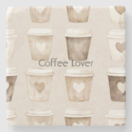 Porta-copo De Pedra Cream Coffee Heart Cups