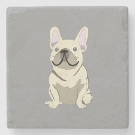Porta-copo De Pedra Cream French Bulldog, 