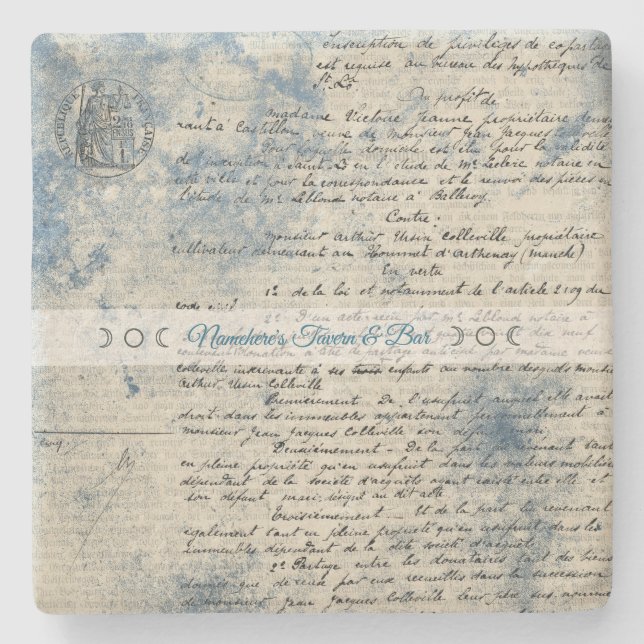 Porta-copo De Pedra Create Your Own Blue Love Letter (Frente)