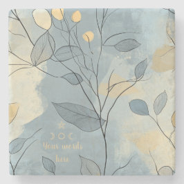 Porta-copo De Pedra Create Your Own Deep Blue Floral Minimalist