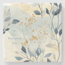 Porta-copo De Pedra Create Your Own Gold Floral Minimalist