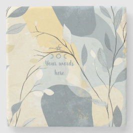 Porta-copo De Pedra Create Your Own Golden Blue Gray Floral Minimilist