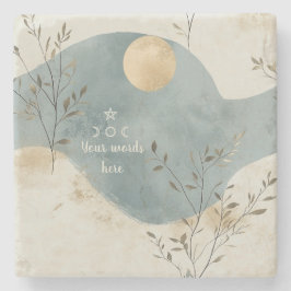 Porta-copo De Pedra Create Your Own Golden Moon Floral Minimilist