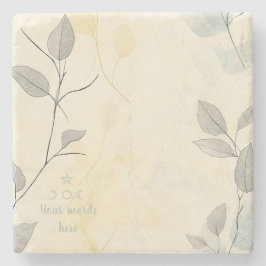 Porta-copo De Pedra Create Your Own Gray Yellow Floral Minimilist