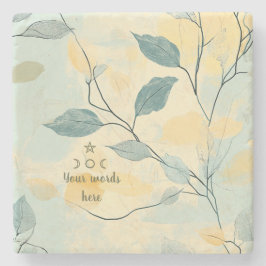 Porta-copo De Pedra Create Your Own Green & Yellow Floral Minimilist