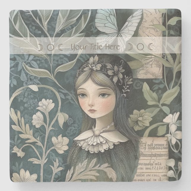 Porta-copo De Pedra Create Your Own Hedge Witch Butterfly Botanical (Frente)