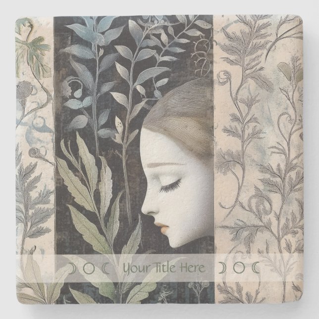 Porta-copo De Pedra Create Your Own Hedge Witch Floral Botanical (Frente)