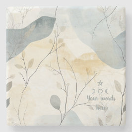 Porta-copo De Pedra Create Your Own Misty Gray Gold Floral Minimilist